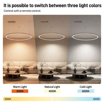 BRILAGI - Lampadario dimmerabile a sospensione su cavo PORTOFINO LED/60W/230V 3000-6000K Ø 80 cm beige + telecomando