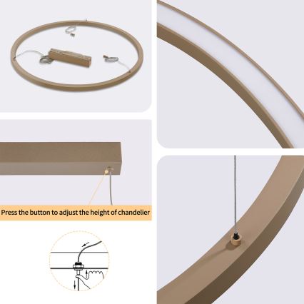 BRILAGI - Lampadario dimmerabile a sospensione su cavo PORTOFINO LED/60W/230V 3000-6000K Ø 80 cm beige + telecomando