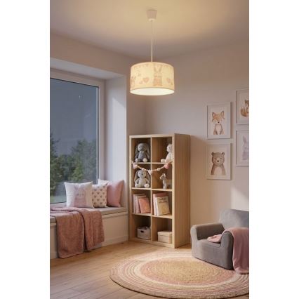 Brilagi - Lampadario LED per bambini a cavo BOBO 1xE27/60W/230V Ø 35 cm bianco/animaletti