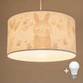 Brilagi - Lampadario LED per bambini a sospensione con cavo BOBO 1xE27/10W/230V Ø 35 cm bianco/coniglietti