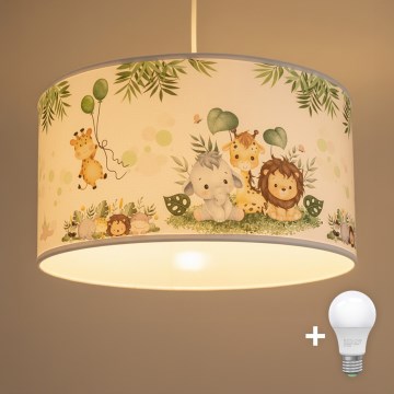 Brilagi - Lampadario LED per bambini a sospensione con cavo BOBO 1xE27/10W/230V Ø 35 cm bianco/giungla