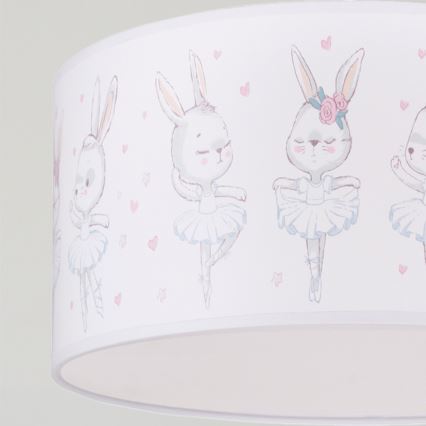 BRILAGI - Lampadario LED per bambini a sospensione con cavo BOBO 1xE27/60W/230V Ø 35 cm bianco/coniglietti