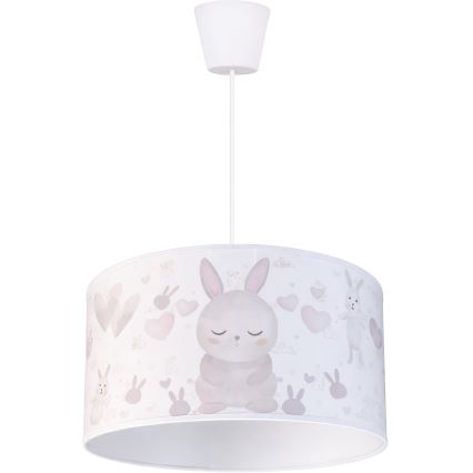 BRILAGI - Lampadario LED per bambini a sospensione con cavo BOBO 1xE27/60W/230V Ø 35 cm bianco/coniglietti