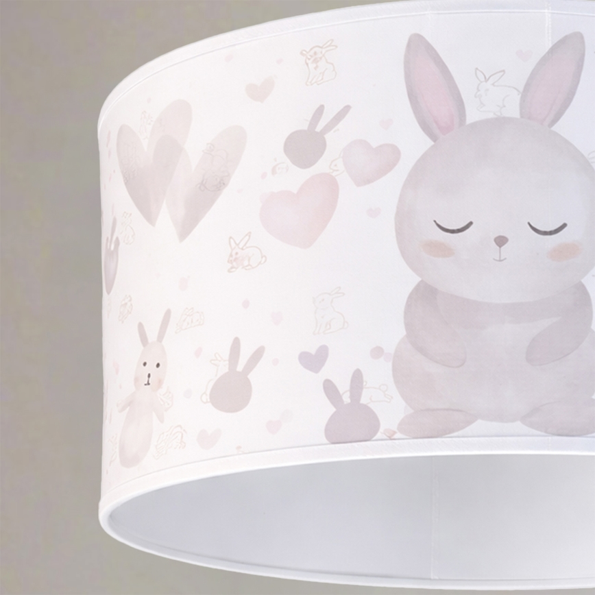 BRILAGI - Lampadario LED per bambini a sospensione con cavo BOBO 1xE27/60W/230V Ø 35 cm bianco/coniglietti