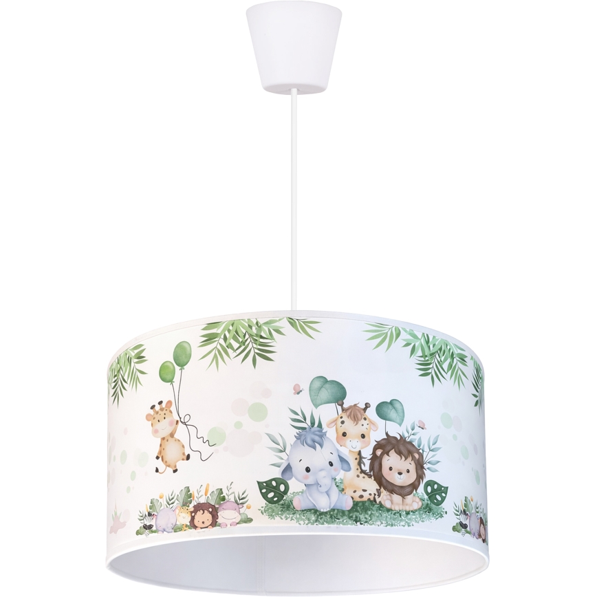 Brilagi - Lampadario LED per bambini a sospensione con cavo BOBO 1xE27/60W/230V Ø 35 cm bianco/giungla