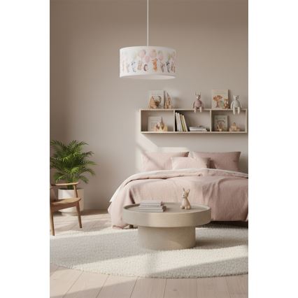 Brilagi - Lampadario LED per bambini a sospensione con cavo BOBO 1xE27/60W/230V Ø 35 cm bianco/motivo animali