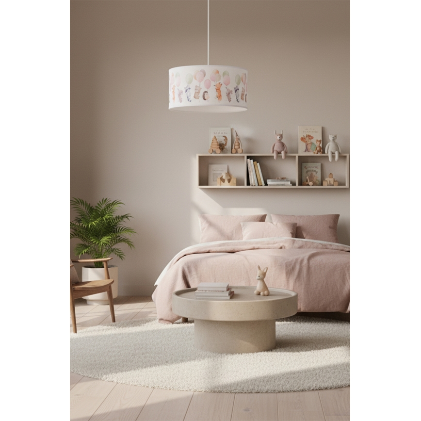 Brilagi - Lampadario LED per bambini a sospensione con cavo BOBO 1xE27/60W/230V Ø 35 cm bianco/motivo animali