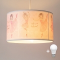 Brilagi - Lampadario LED per bambini a sospensione con cavo BOBO 1xE27/60W/230V Ø 35 cm rosa/ballerine