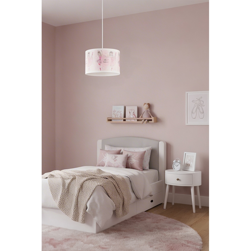 Brilagi - Lampadario LED per bambini a sospensione con cavo BOBO 1xE27/60W/230V Ø 35 cm rosa/ballerine