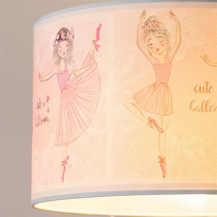 Brilagi - Lampadario LED per bambini a sospensione con cavo BOBO 1xE27/60W/230V Ø 35 cm rosa/ballerine