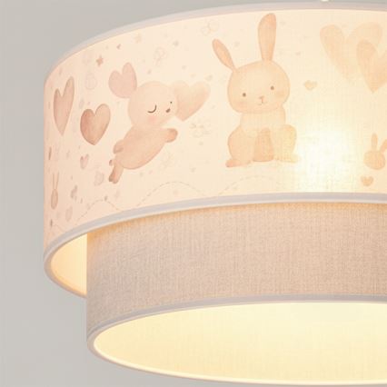 Brilagi - Lampadario LED per bambini a sospensione con cavo BOBO 1xE27/60W/230V Ø 40 cm crema/grigio/coniglietti