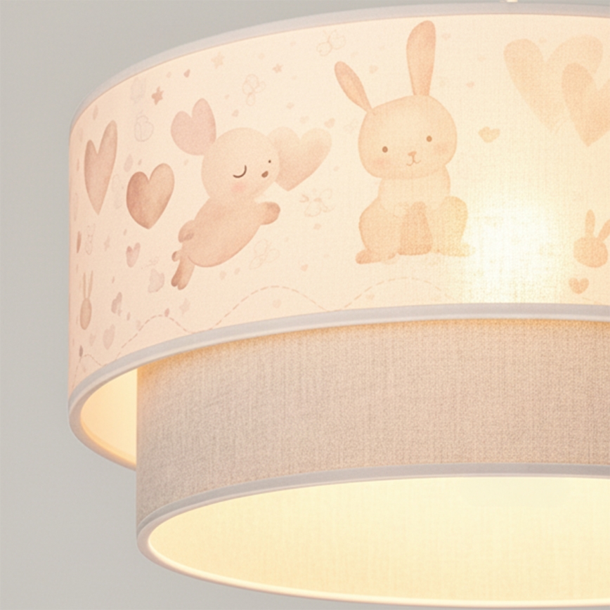 Brilagi - Lampadario LED per bambini a sospensione con cavo BOBO 1xE27/60W/230V Ø 40 cm crema/grigio/coniglietti