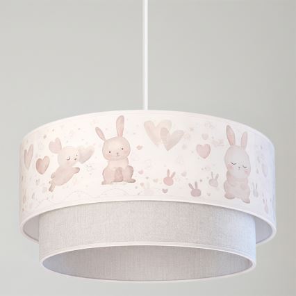 Brilagi - Lampadario LED per bambini a sospensione con cavo BOBO 1xE27/60W/230V Ø 40 cm crema/grigio/coniglietti