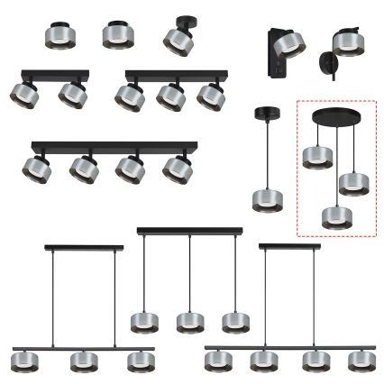 Brilagi - Lampadario dimmerabile LED RGB+CCT a sospensione su cavo AURA LUX 3xGX53/14W/230V 2700-6500K Wi-Fi Tuya nero/fumé