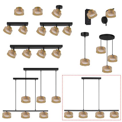 Brilagi - LED RGB+CCT Lampada a sospensione dimmerabile su cavo AURA LUX 4xGX53/14W/230V 2700-6500K Wi-Fi Tuya nero/oro