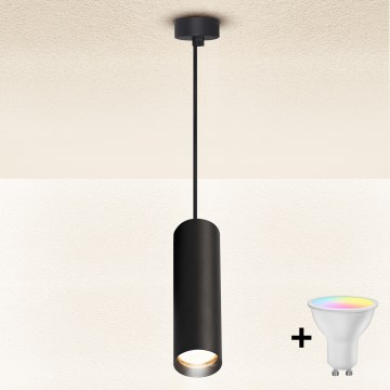 Brilagi - Lampadario LED RGBW dimmerabile a sospensione su cavo SELE 1xGU10/4,8W/230V 3000K nero + telecomando