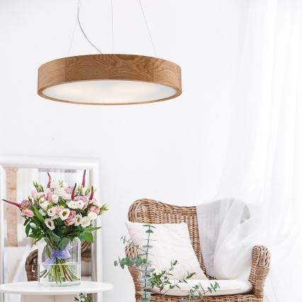 Brilagi - Lampadario LED RGBW dimmerabile sospeso a cavo CARVALHO 3xE27/9W/230V 2700-6500K Wi-Fi rovere Ø 47,5 cm