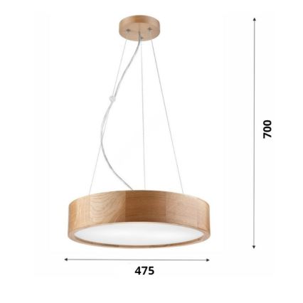 Brilagi - Lampadario LED RGBW dimmerabile sospeso a cavo CARVALHO 3xE27/9W/230V 2700-6500K Wi-Fi rovere Ø 47,5 cm