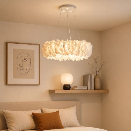 Brilagi - Lampadario LED sospeso FEATHER su cavo 3x E27 (max 40W, 230V) + 3x LED 3W Ø 40 cm bianco