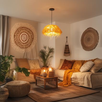 Brilagi - Lampadario LED sospeso su cavo CERIA BOHO 1xE27/40W/230V Ø 40 cm in rafia
