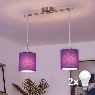 Brilagi - Lampadario LED sospeso su cavo NUBILA 2xE27/60W/230V viola