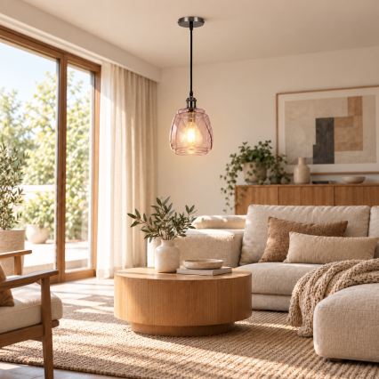 BRILAGI - LED Lampada a sospensione con cavo RETRO GLASS 1xE27/60W/230V Ø 26 cm nero/grigio fumé