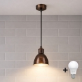 Brilagi - Lampadario LED sospeso su cavo RIDDY 1xE27/60W/230V rame/patina