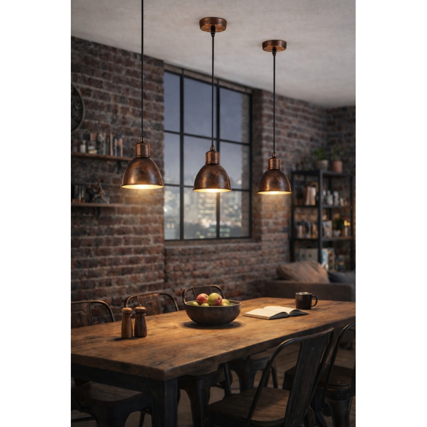 Brilagi - Lampadario LED sospeso su cavo RIDDY 1xE27/60W/230V rame/patina