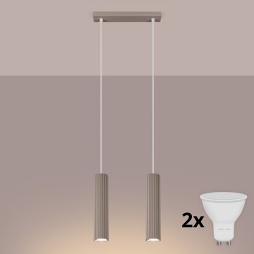 Brilagi - Lampadario LED su cavo CRESTO 2xGU10/10W/230V taupe