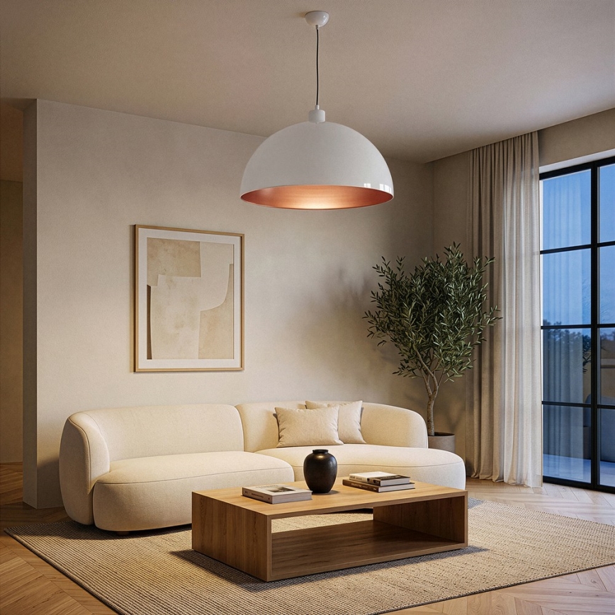 Brilagi - Lampadario LED su cavo METALO 1xE27/40W/230V Ø 60 cm bianco/ramato