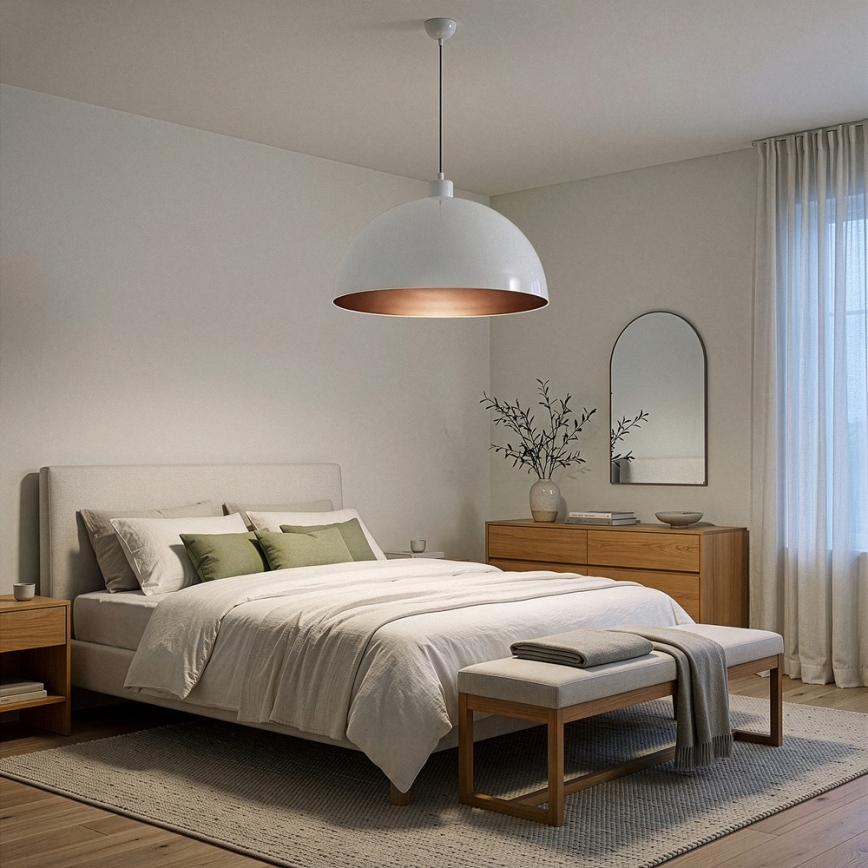 Brilagi - Lampadario LED su cavo METALO 1xE27/40W/230V Ø 60 cm bianco/ramato