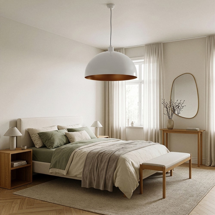 Brilagi - Lampadario LED su cavo METALO 1xE27/40W/230V Ø 60 cm bianco/ramato