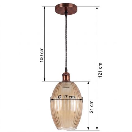 Brilagi - Lampadario a sospensione LED con cavo RETRO GLASS 1xE27/60W/230V Ø 17 cm bianco/beige fumé