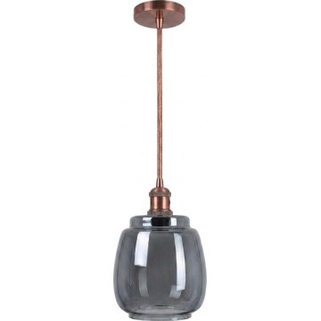Brilagi - Lampadario LED su cavo RETRO GLASS 1xE27/60W/230V Ø 26 cm rame/grigio fumé
