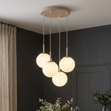 Brilagi - Lampadario sospeso a cavo MILO ECRU 4xE27/60W/230V beige/oro