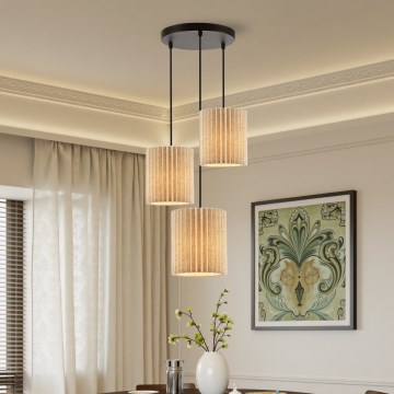 Brilagi - Lampadario sospeso a cavo NORDIC WAVE 3xE27/15W/230V diam. 38 cm lino/nero