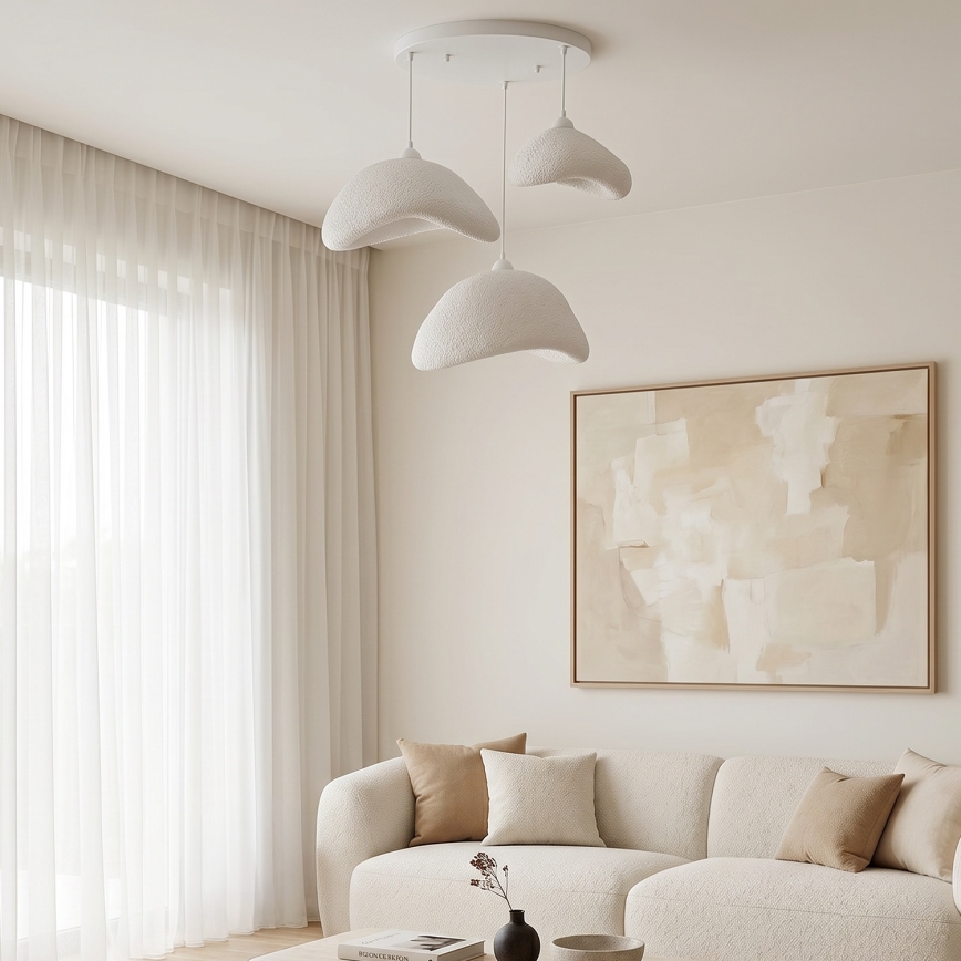 Brilagi - Lampadario sospeso a cavo WABI SABI 3xE27/40W/230V Ø 82 cm bianco