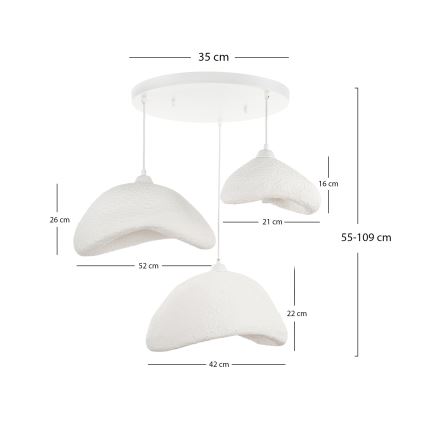 Brilagi - Lampadario sospeso a cavo WABI SABI 3xE27/40W/230V Ø 82 cm bianco