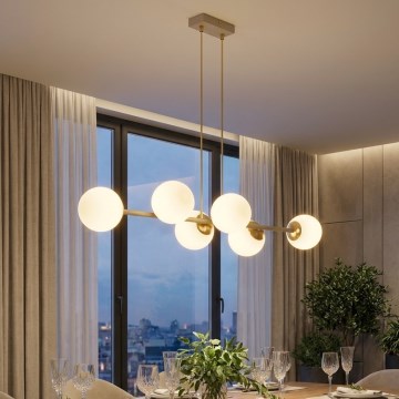 Brilagi - Lampadario sospeso con cavo 6xE27/60W/230V beige/oro