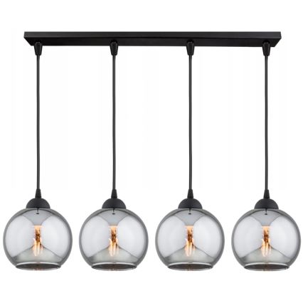 Brilagi - Lampadario sospeso con cavo DIOR 4xE27/60W/230V nero/grigio fumé
