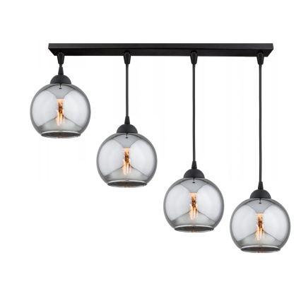 Brilagi - Lampadario sospeso con cavo DIOR 4xE27/60W/230V nero/grigio fumé