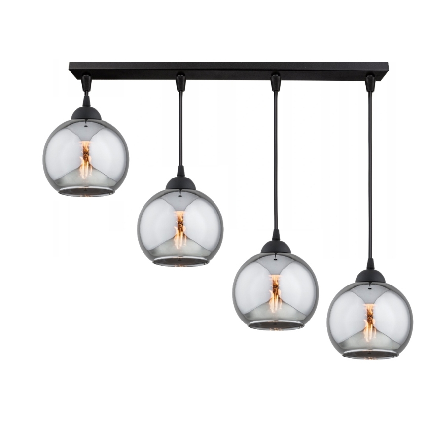 Brilagi - Lampadario sospeso con cavo DIOR 4xE27/60W/230V nero/grigio fumé