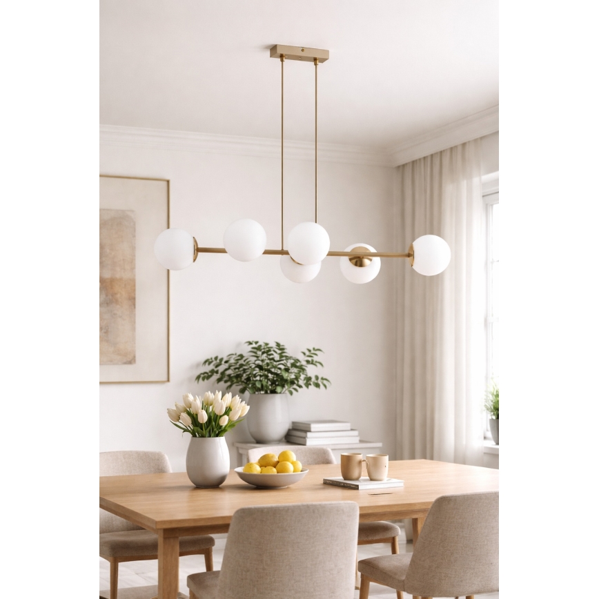 Brilagi - Lampadario sospeso con cavo MILO ECRU 6xE27/60W/230V beige/oro