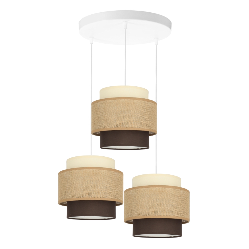 Brilagi - Lampadario sospeso con cavo RESNA 3xE27/60W/230V Ø 45 cm beige/nero