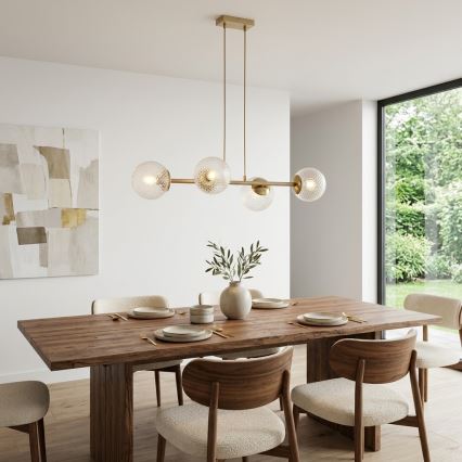 Brilagi - Lampadario sospeso con cavo STELLA 4xE27/60W/230V beige/oro