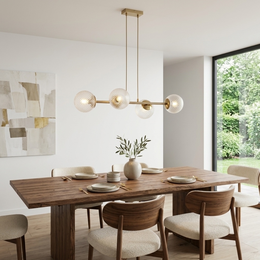 Brilagi - Lampadario sospeso con cavo STELLA 4xE27/60W/230V beige/oro