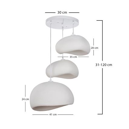 Brilagi - Lampadario sospeso con cavo WABI SABI 3xE27/40W/230V Ø 76 cm bianco