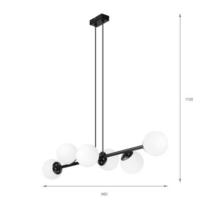 Brilagi - Lampadario sospeso MALONY 6xE14/20W/230V nero