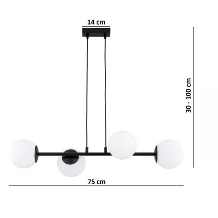Brilagi - Lampadario sospeso MILO 4xE27/60W/230V nero