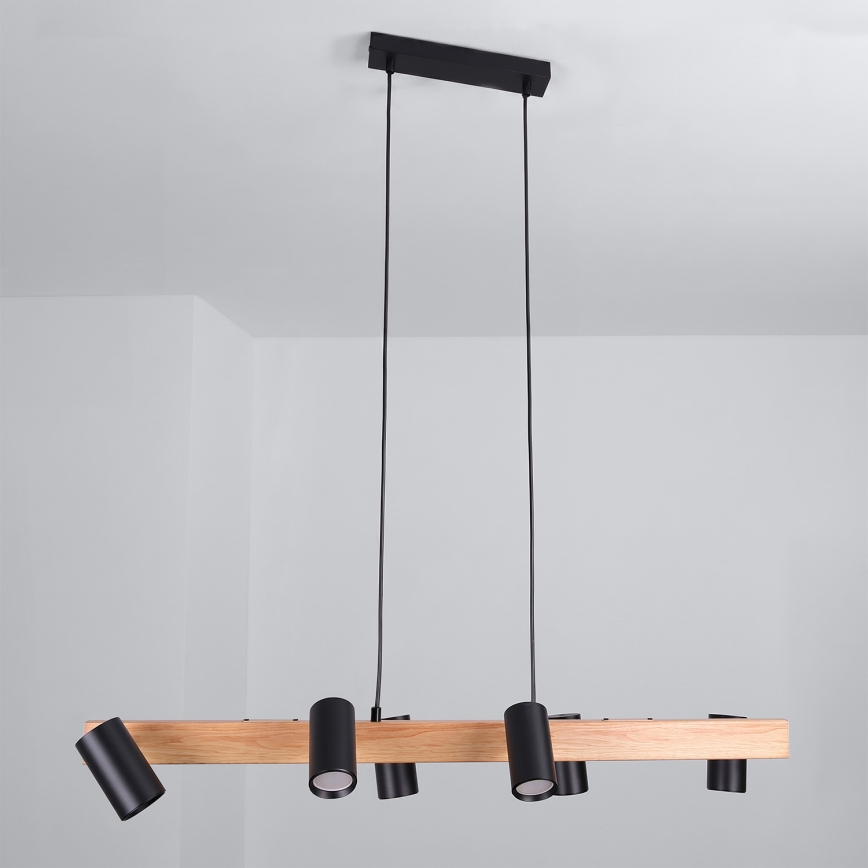 Brilagi - Lampadario sospeso SELE su cavo 6xGU10/30W/230V nero/finitura rovere
